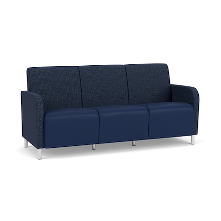 Lesro Siena 3 Seat Tandem Seating No Ctr Arms, Bru Steel, RF Blueberry Back, MD Ink Seat, RF Blueberry Panels SN3101
